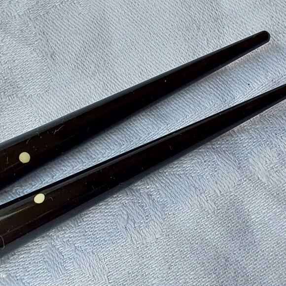 Vtg Schaeffer green marble desk set 2 fountain pens 14K gold nibs midcentury - Picture 5 of 11